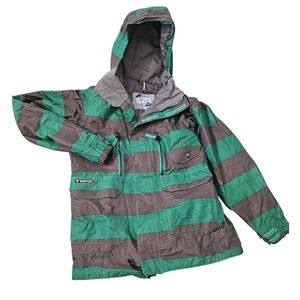 Burton The White Collection Striped Snowboard Jacket Hooded Winter Women's XXS
